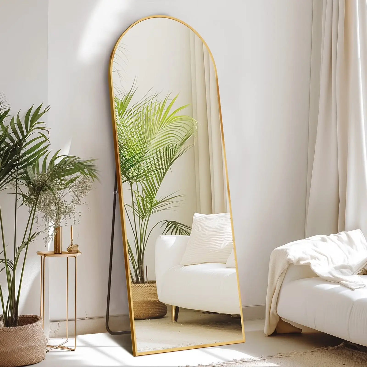 Arched Full-Length Mirror with Gold Frame