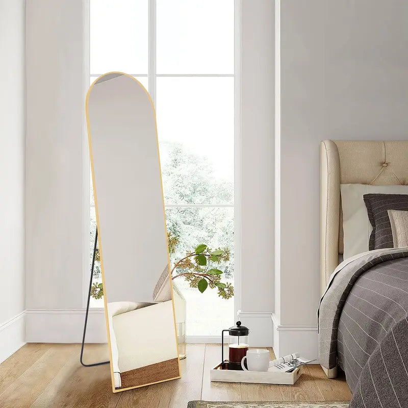 Arched Full-Length Mirror with Gold Frame