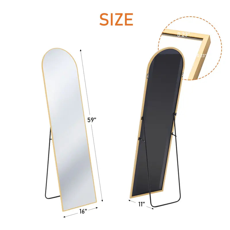 Arched Full-Length Mirror with Gold Frame
